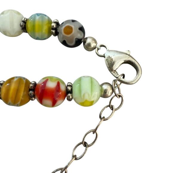 Original Murano Venetian Glass beads necklace millefiori sterling silver VTG - Picture 5 of 9